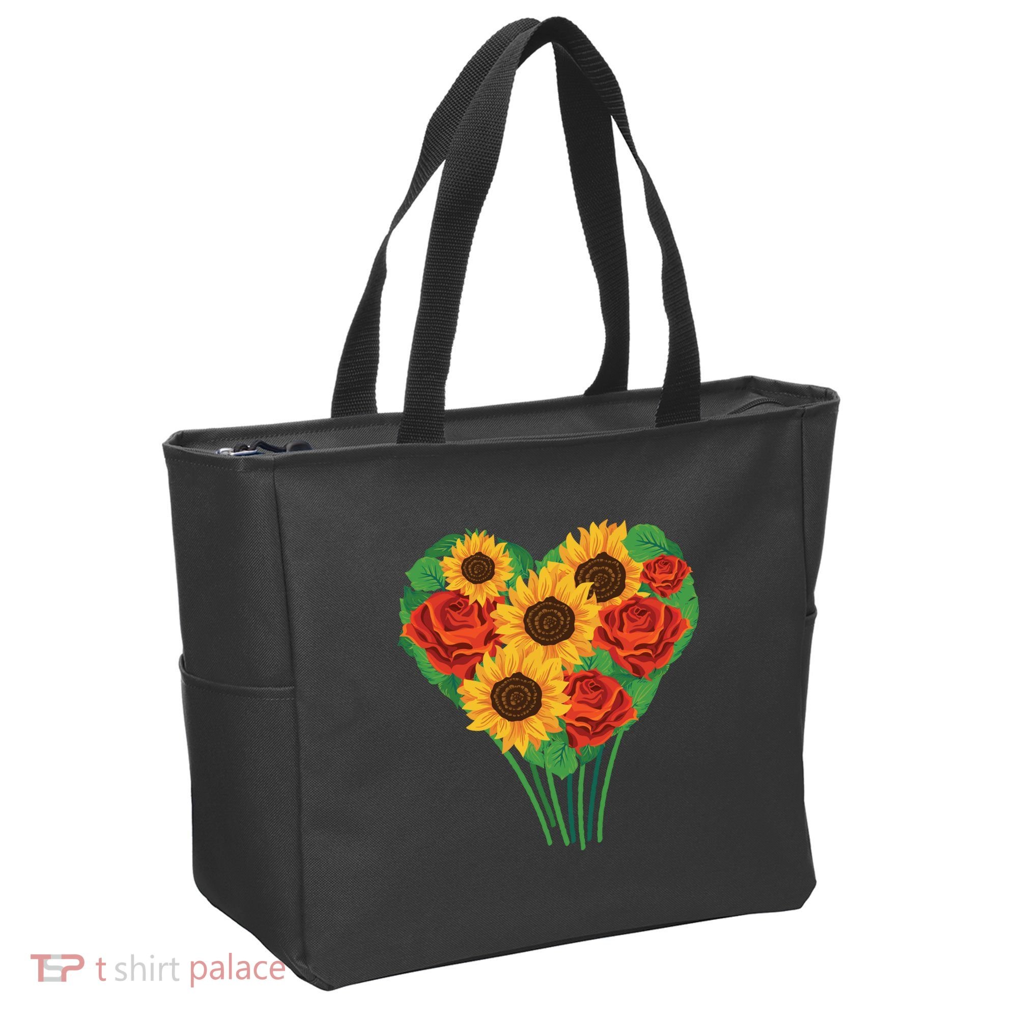 Flower Heart Bouquet Tote Bag