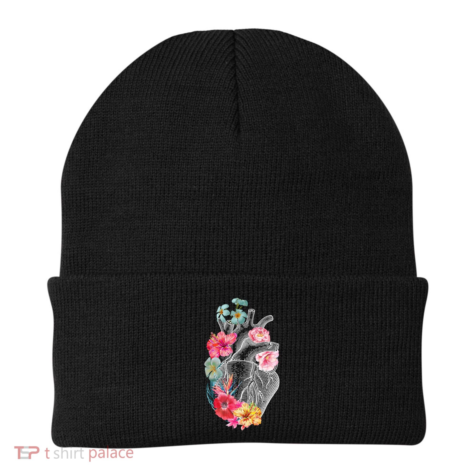 Flower Heart Floral Beanie