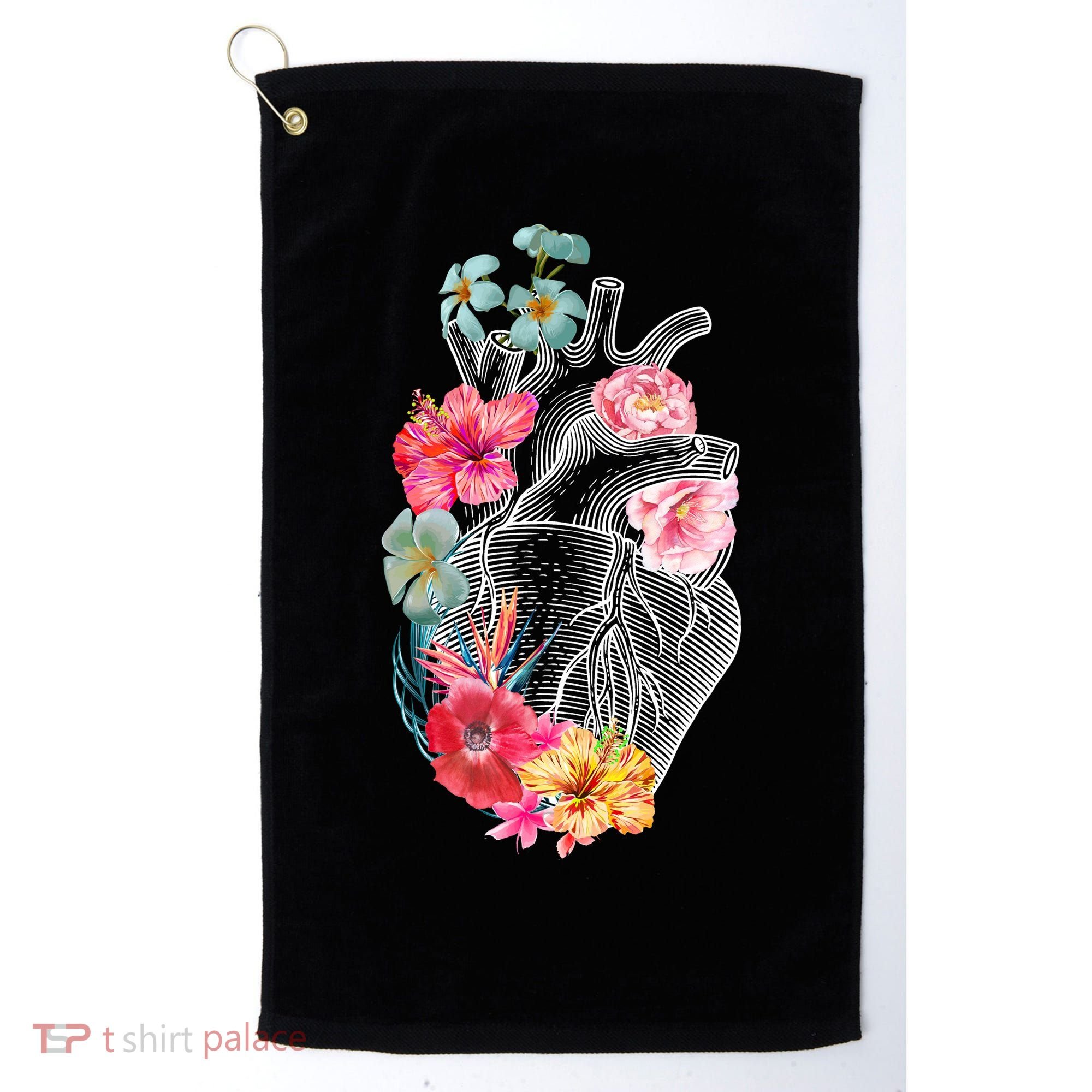 Flower Heart Floral Golf Towel