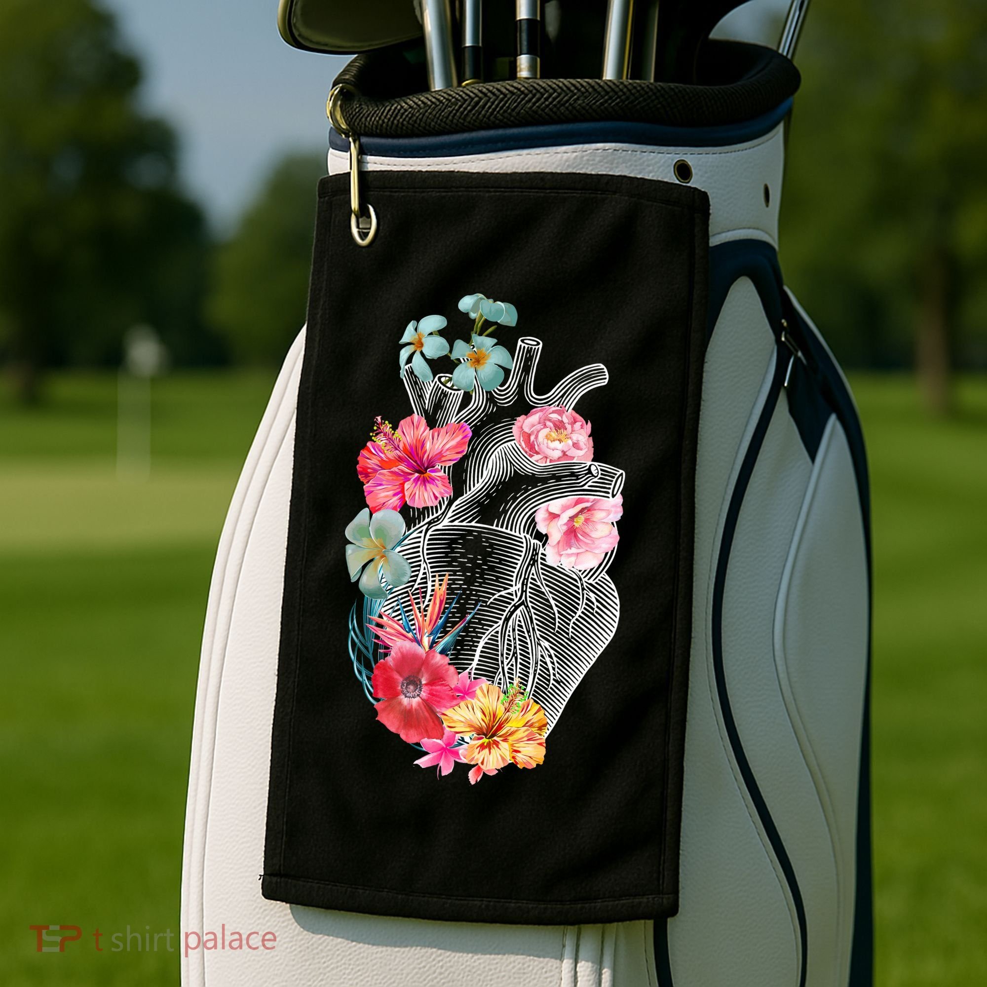 Flower Heart Floral Golf Towel