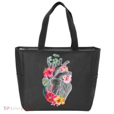 Flower Heart Floral Tote Bag
