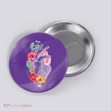 Flower Heart Floral Button