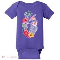 Flower Heart Floral Baby Bodysuit thumb 0