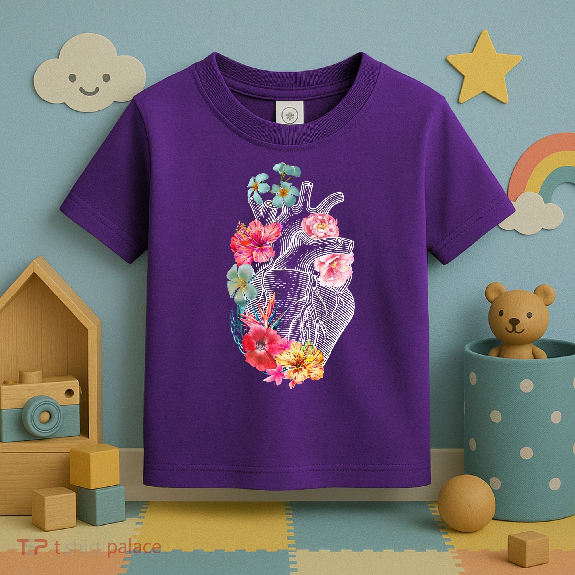 Flower Heart Floral Toddler T-Shirt