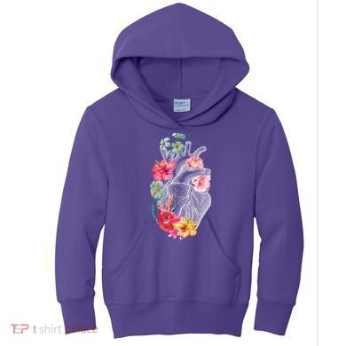 Flower Heart Floral Kids Hoodie