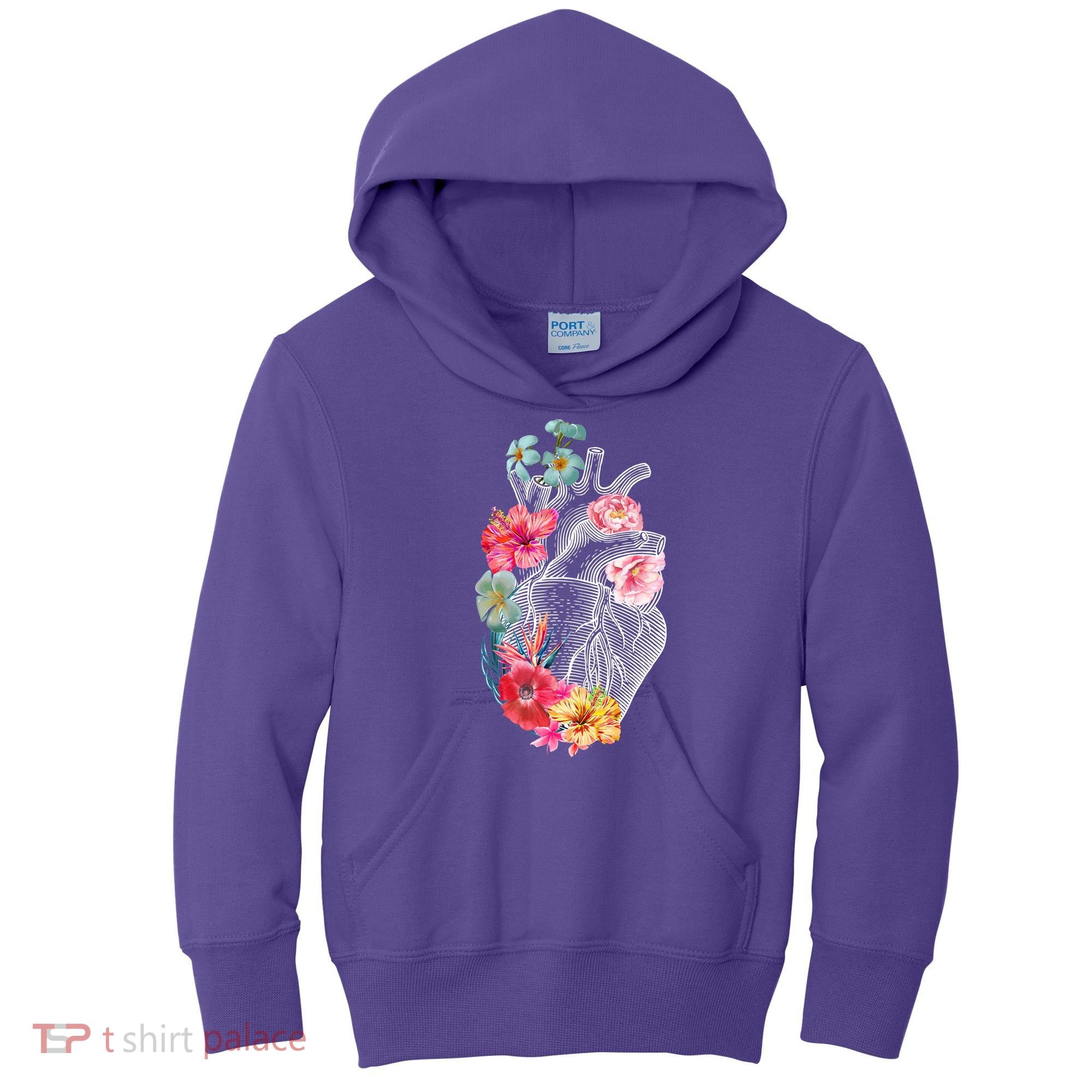 Flower Heart Floral Kids Hoodie