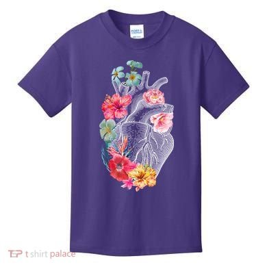 Flower Heart Floral Kids T-Shirt