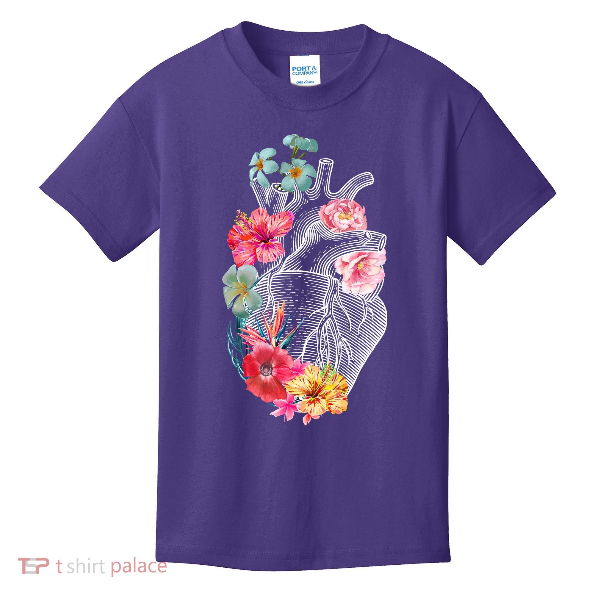 Flower Heart Floral Kids T-Shirt