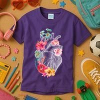 Flower Heart Floral Kids T-Shirt thumb 3