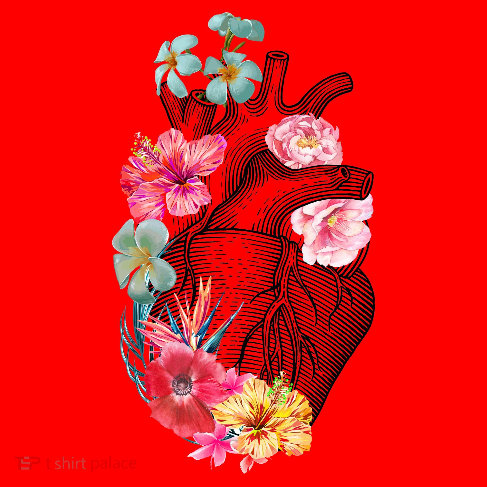 Flower Heart Floral Santa Hat
