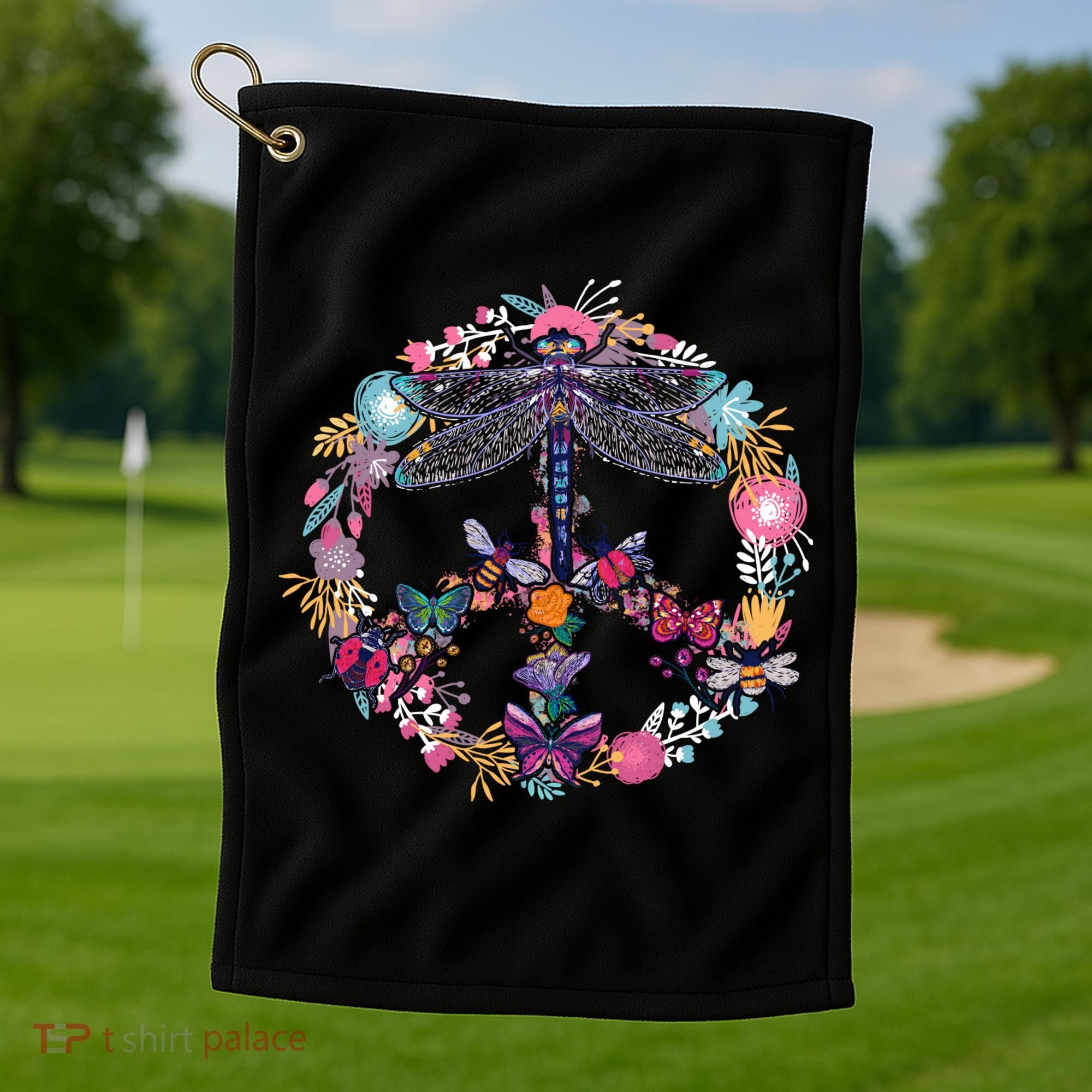 Flower Peace Bugs Golf Towel