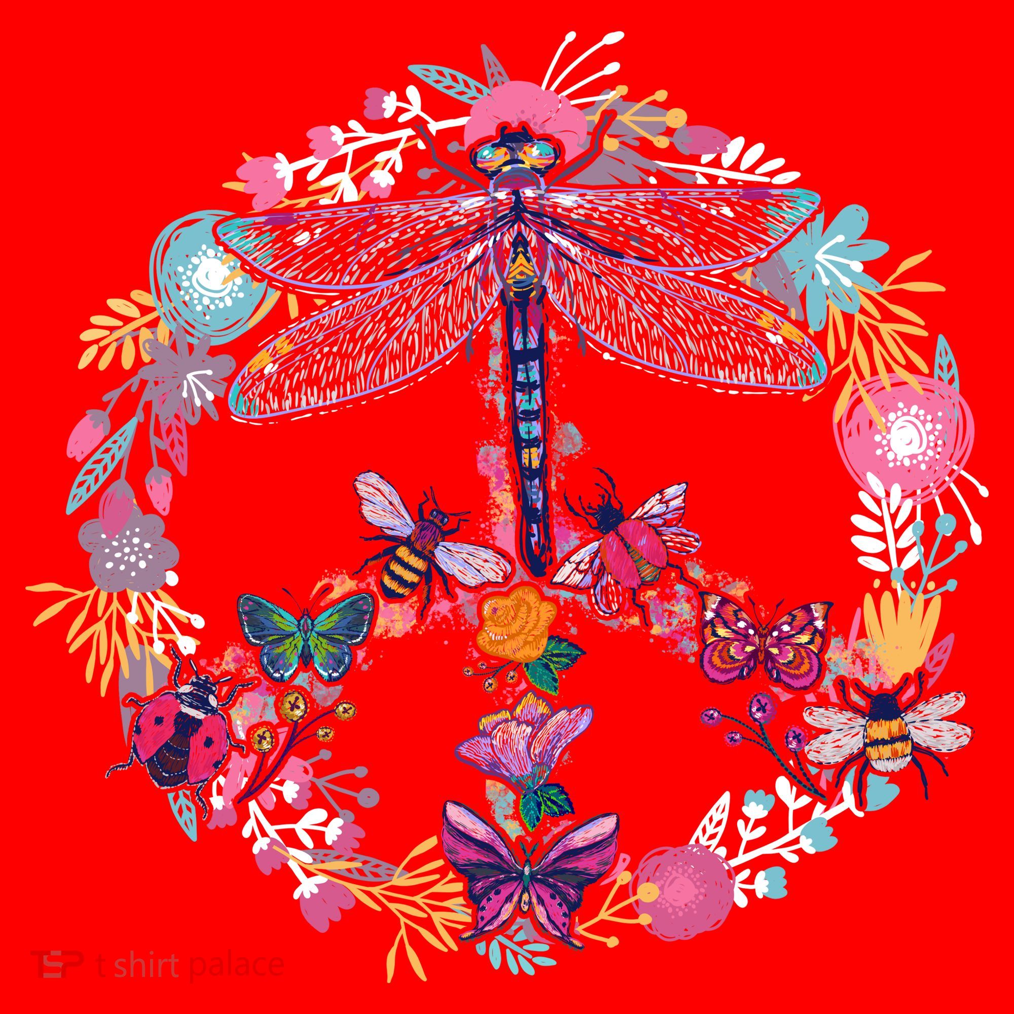 Flower Peace Bugs Santa Hat