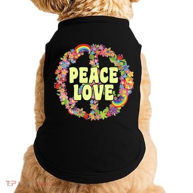Flower Peace Love Sign Doggie Tank