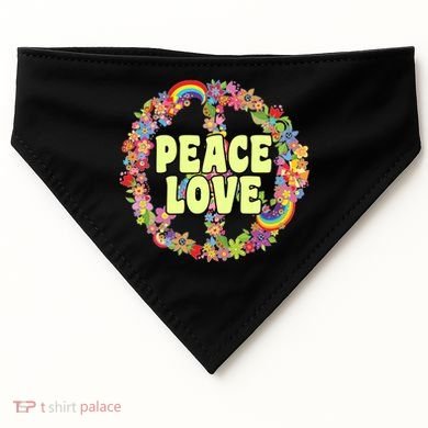 Flower Peace Love Sign USA-Made Doggie Bandana