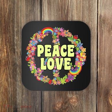 Flower Peace Love Sign Coaster