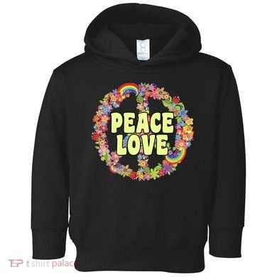 Flower Peace Love Sign Toddler Hoodie