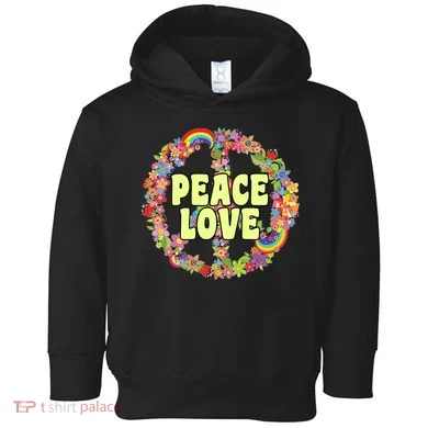 Flower Peace Love Sign Toddler Hoodie