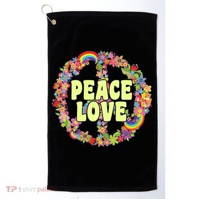 Flower Peace Love Sign Golf Towel