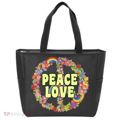 Flower Peace Love Sign Tote Bag
