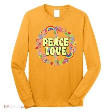 Flower Peace Love Sign Long Sleeve Shirt