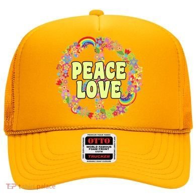 Flower Peace Love Sign Hat