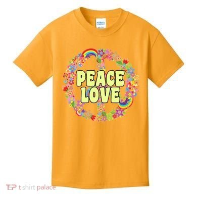 Flower Peace Love Sign Kids T-Shirt