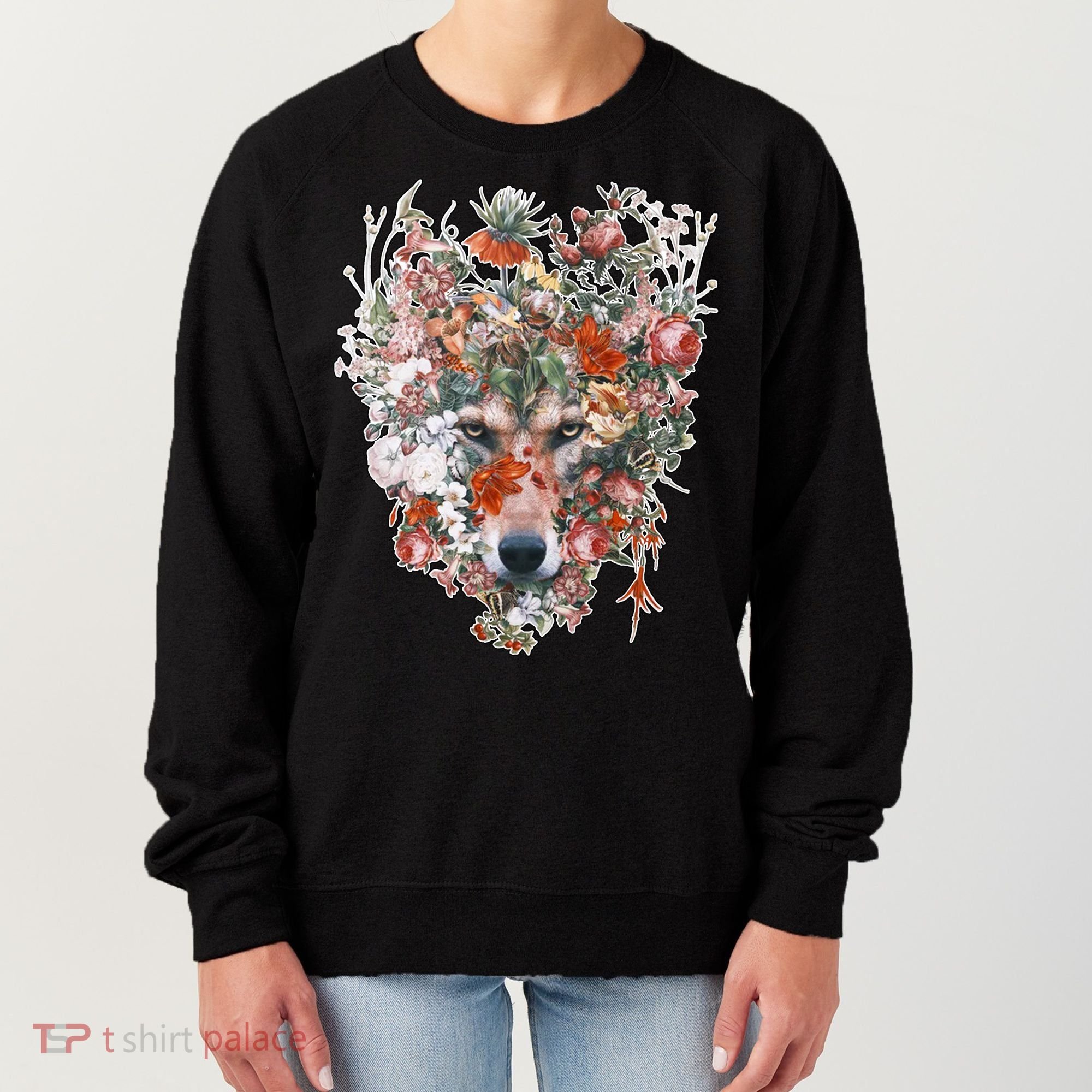 Flower Wolf Wilderness Floral Women's Sweatshirt