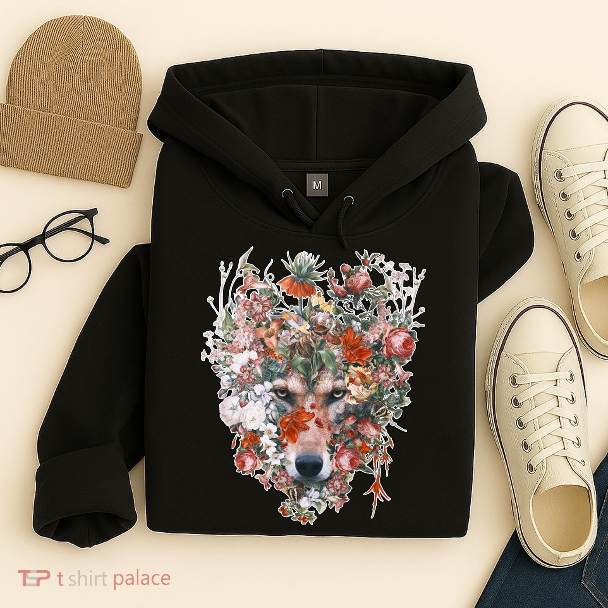 Flower Wolf Wilderness Floral Hoodie
