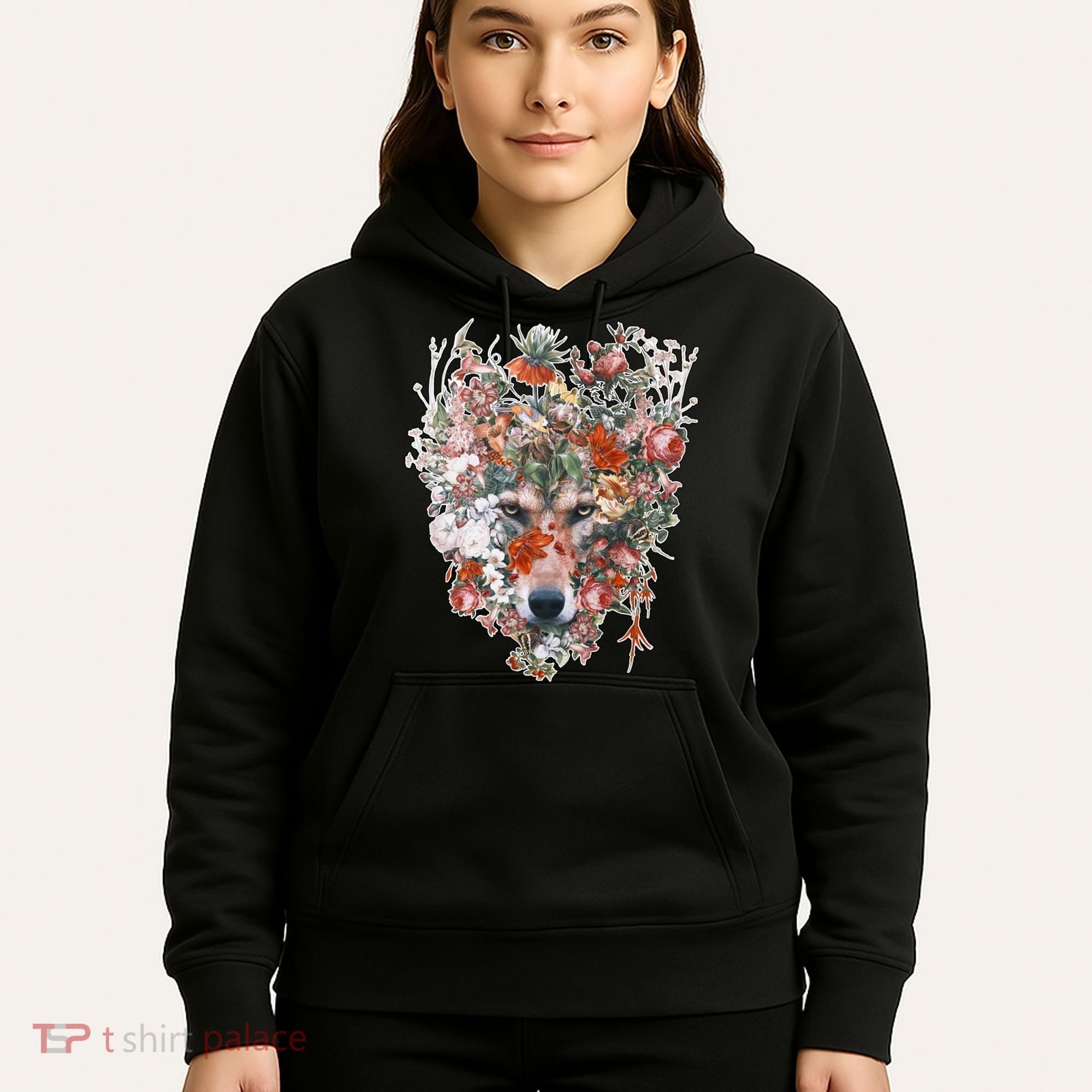 Flower Wolf Wilderness Floral Hoodie