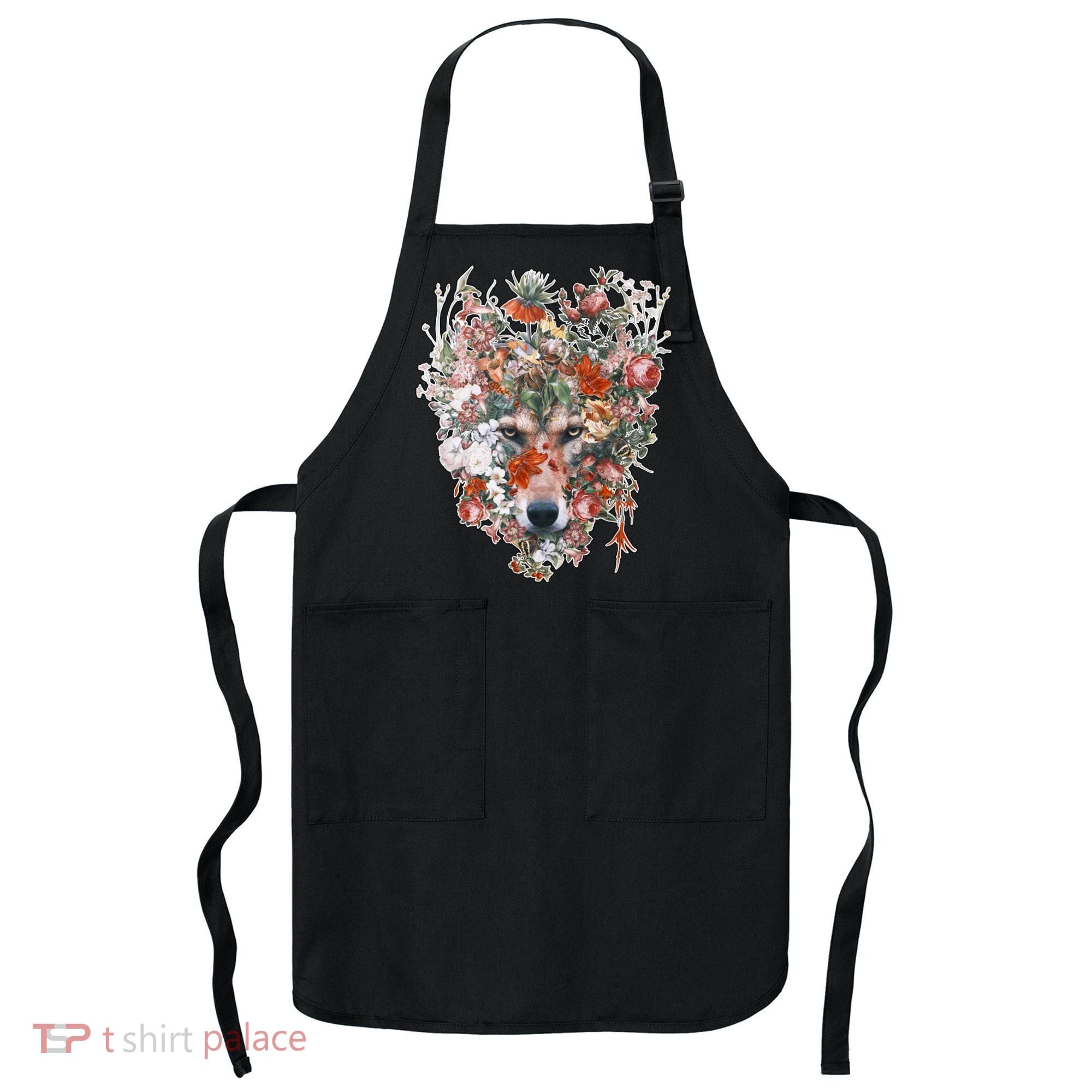 Flower Wolf Wilderness Floral Apron
