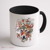 Flower Wolf Wilderness Floral Coffee Mug thumb 1