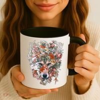 Flower Wolf Wilderness Floral Coffee Mug thumb 3
