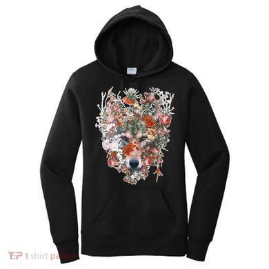 Flower Wolf Wilderness Floral Women's Hoodie