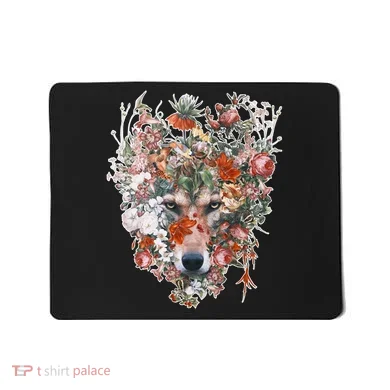 Flower Wolf Wilderness Floral Mousepad