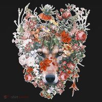 Flower Wolf Wilderness Floral Ornament thumb 1