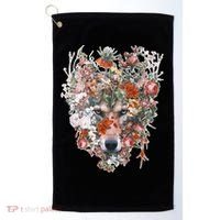 Flower Wolf Wilderness Floral Golf Towel thumb 0