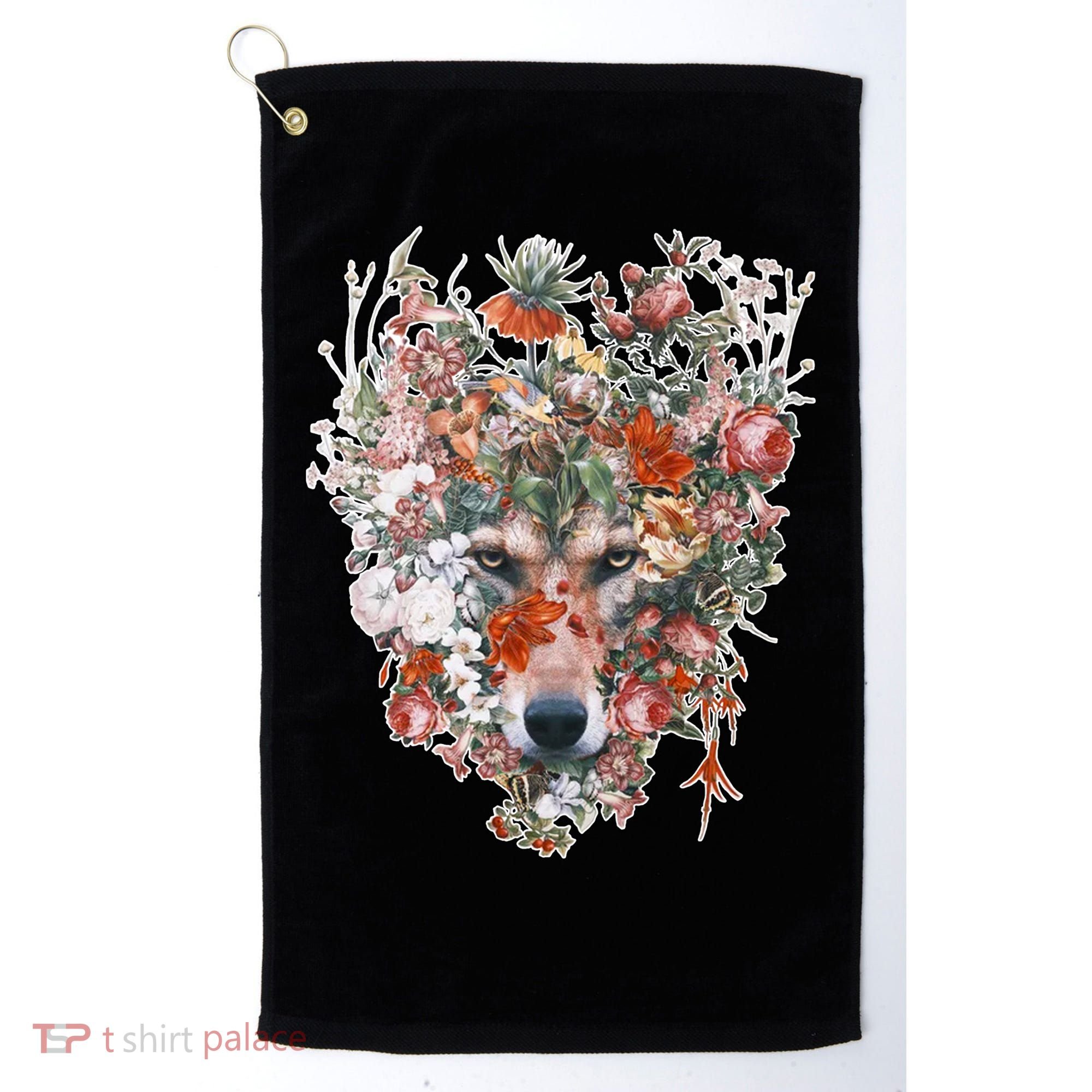 Flower Wolf Wilderness Floral Golf Towel