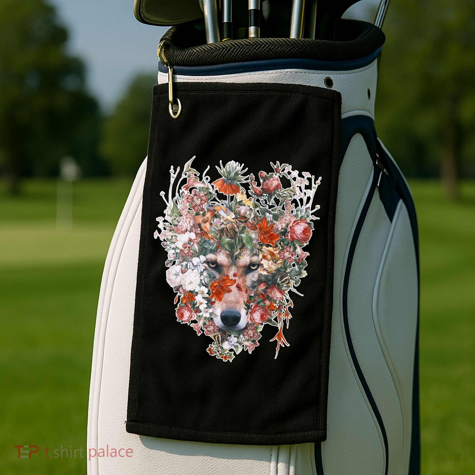 Flower Wolf Wilderness Floral Golf Towel
