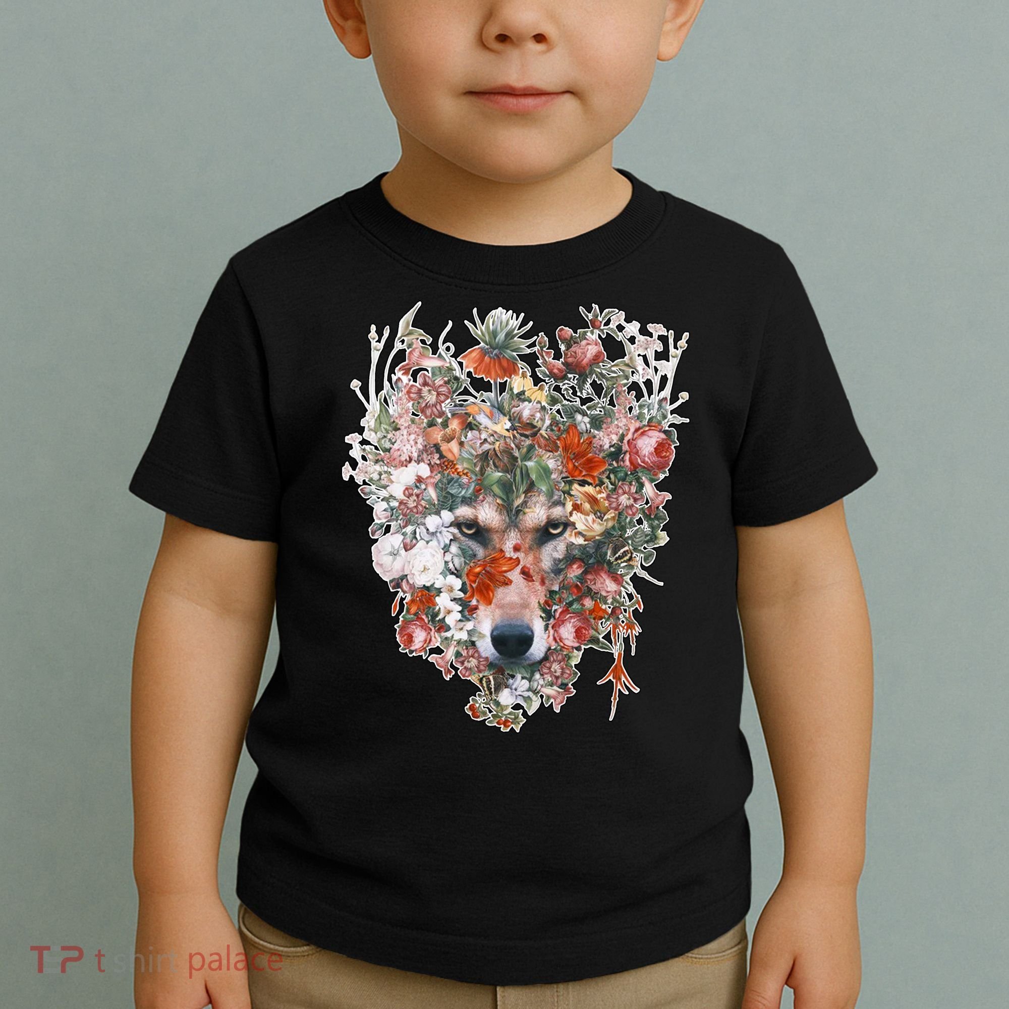 Flower Wolf Wilderness Floral Toddler T-Shirt