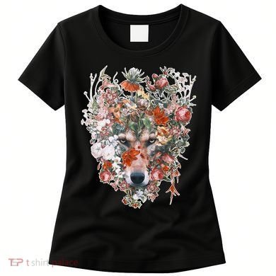 Flower Wolf Wilderness Floral Women's T-Shirt