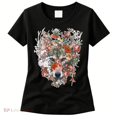 Flower Wolf Wilderness Floral Women's T-Shirt