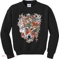 Flower Wolf Wilderness Floral Kids Sweatshirt thumb 0