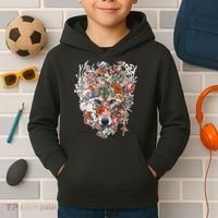 Flower Wolf Wilderness Floral Kids Hoodie thumb 2