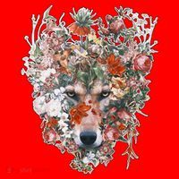 Flower Wolf Wilderness Floral Santa Hat thumb 1