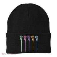 Funny Lacrosse Player Girl Gift Lax Sticks Cute Gift Beanie thumb 0