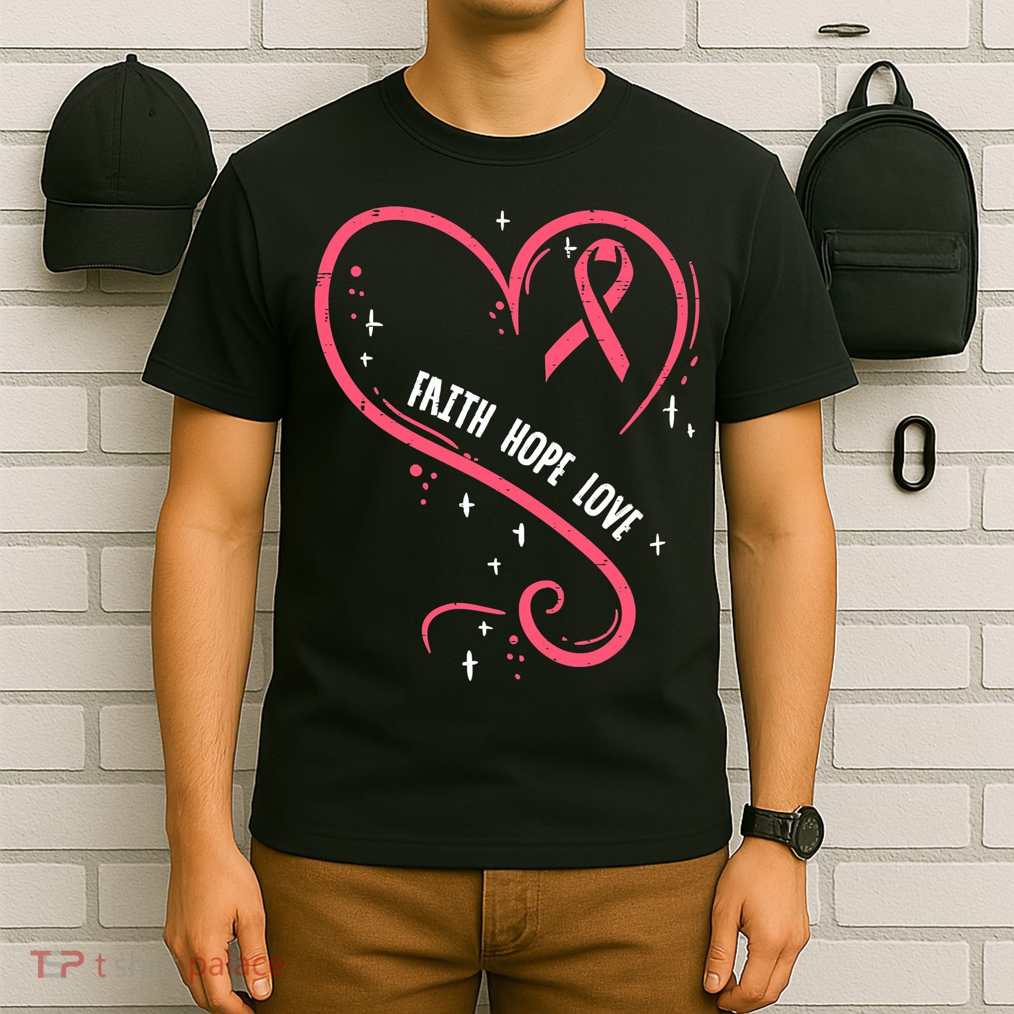 Faith Love Pink Fighting Hope Funny Breast Cancer Awareness T-Shirt