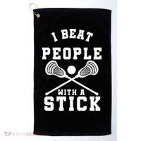 Funny Lacrosse Player I Beat People With A Stick Golf Towel thumb 0