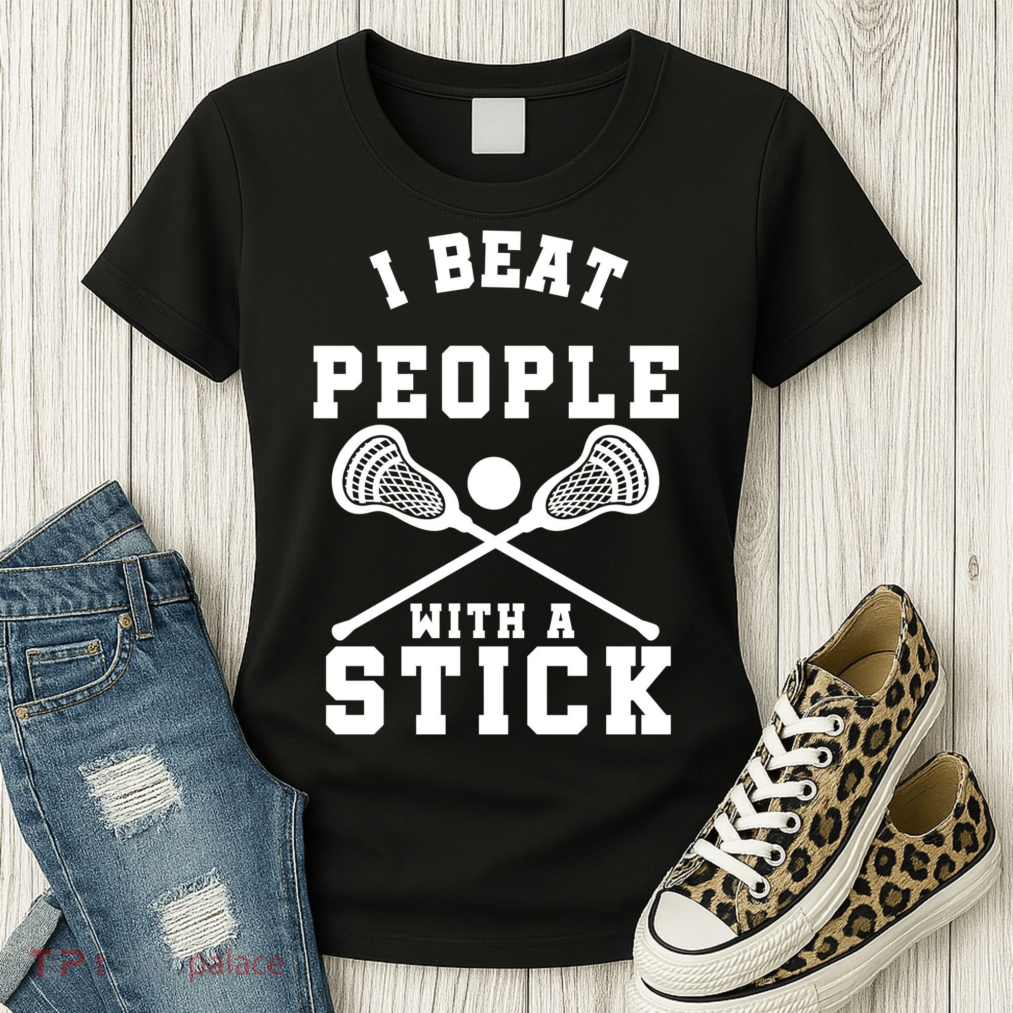 Funny Lacrosse Player I Beat People With A Stick Women's T-Shirt
