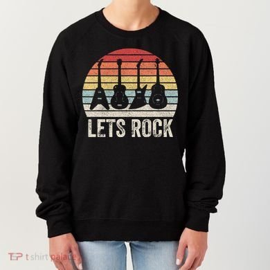 Funny Lets Rock Rock n Roll Guitar Retro Women's Sweatshirt