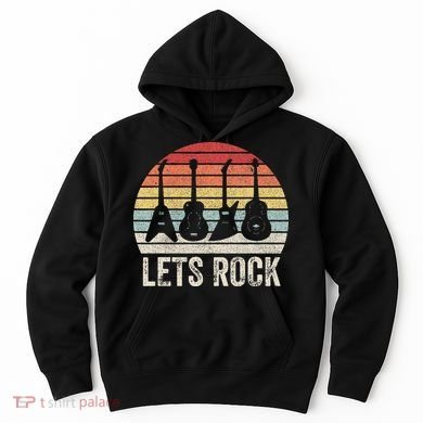 Funny Lets Rock Rock n Roll Guitar Retro Hoodie